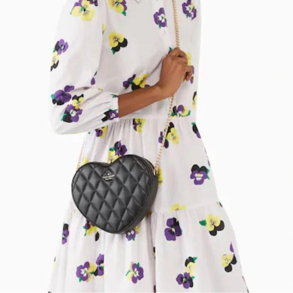 kate spade NWT! Love Shack Black Quilted Heart Crossbody Purse - Picture 3 of 9